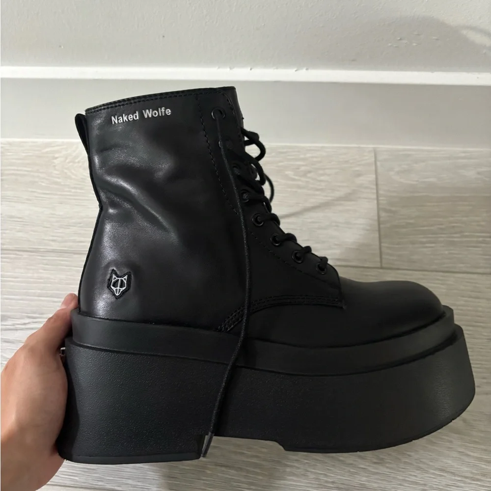 Naked Wolfe Black Platform Ankle Boots - Picture 15 of 15